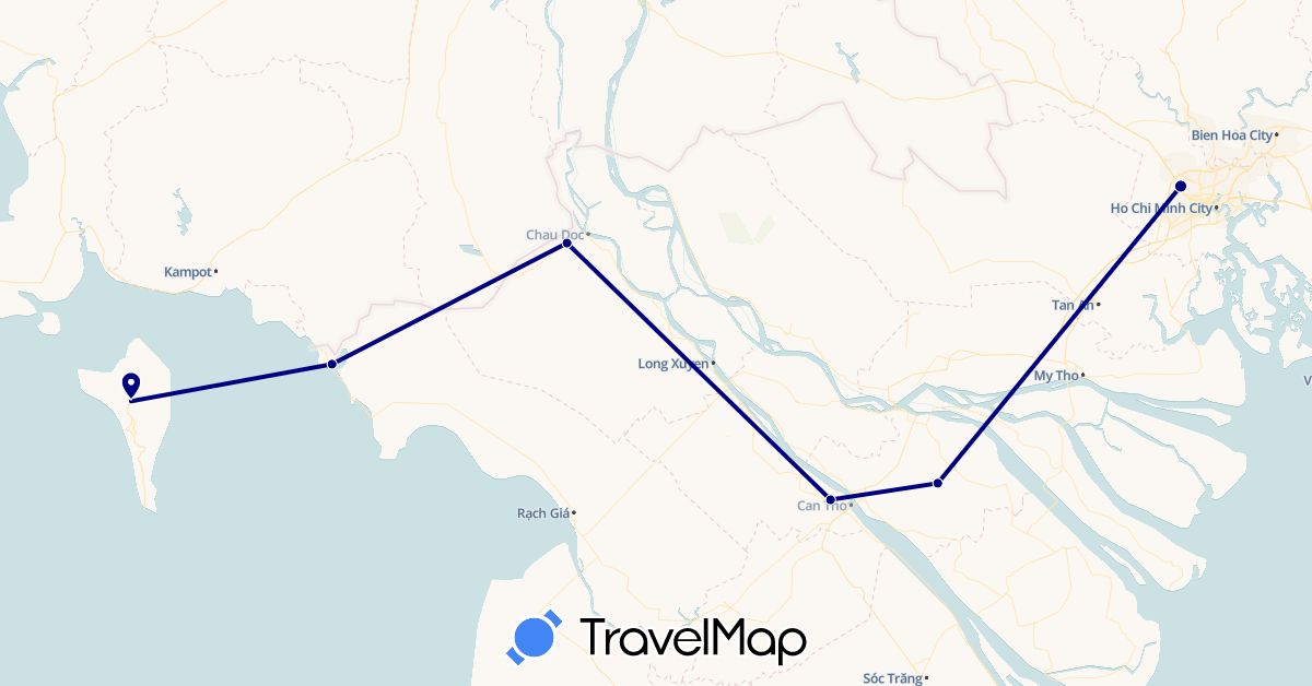 TravelMap itinerary: driving in Vietnam (Asia)